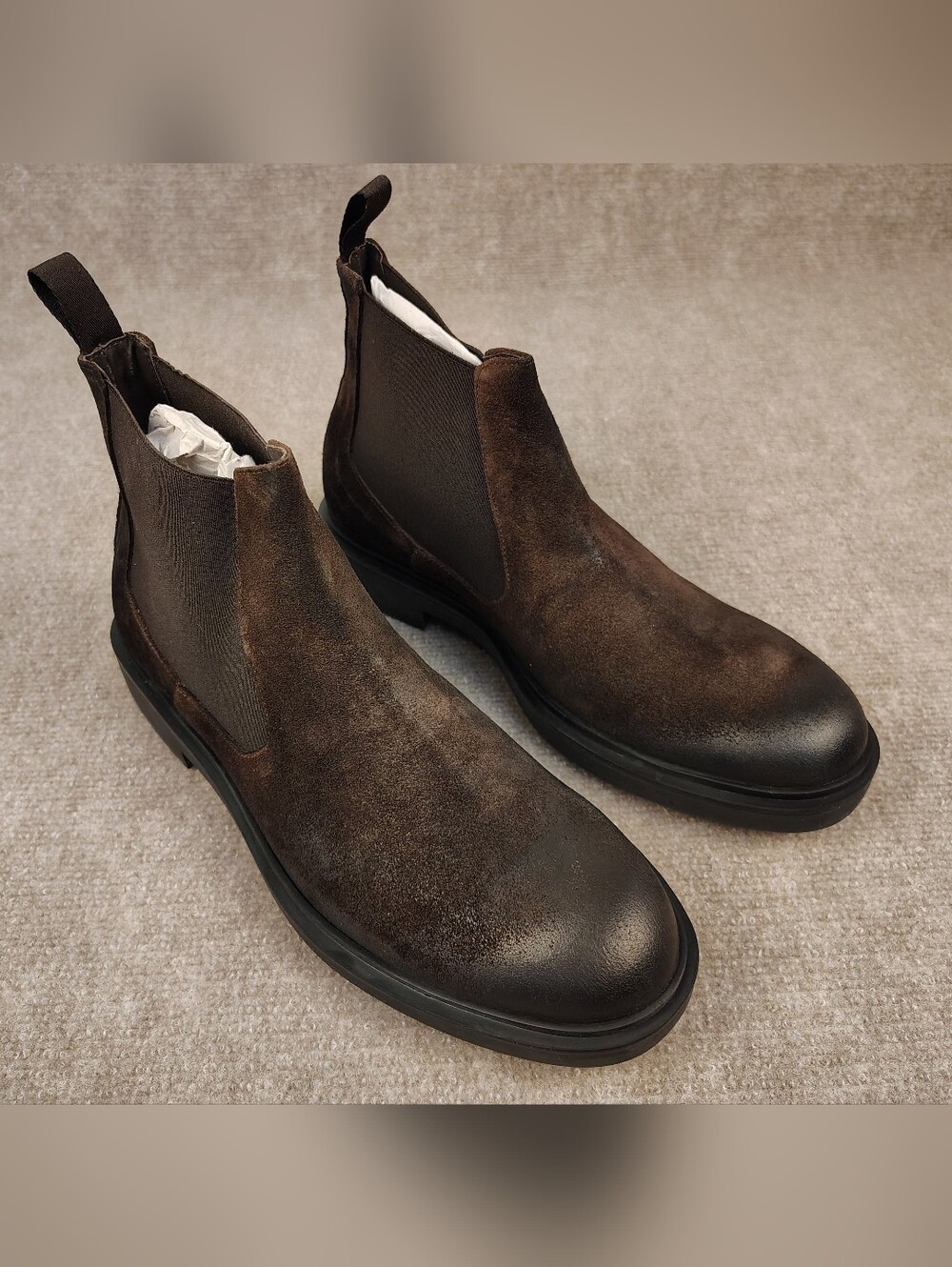 Men's Bruno Magli Paris Dark Brown Suede Slip On Chelsea Boots 12 US/45 EU ITALY